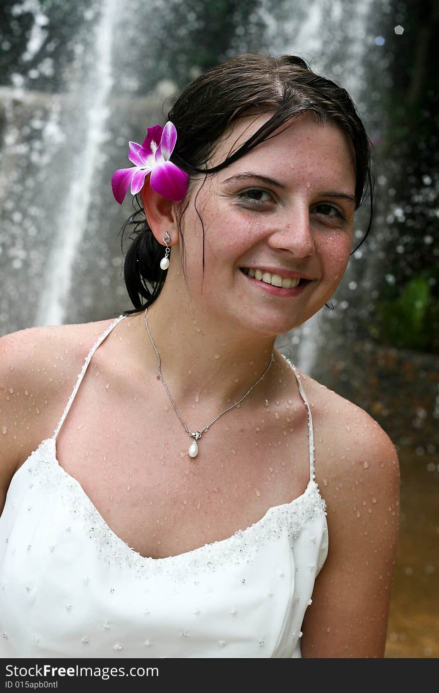 Tropical bride on her wedding day.