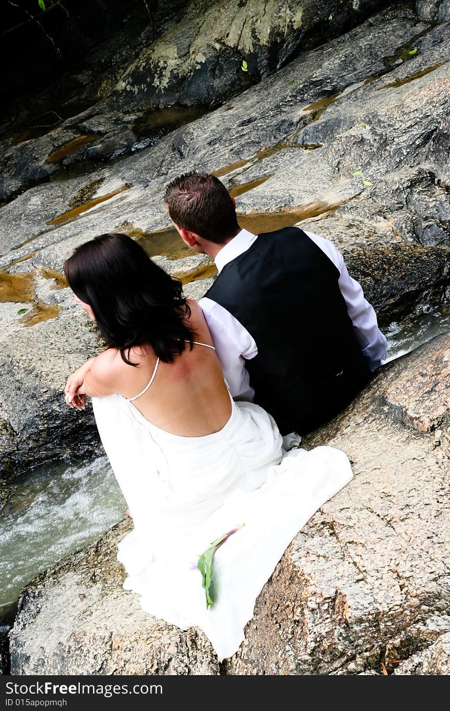 Bride and groom celebrating their wedding day. Bride and groom celebrating their wedding day.