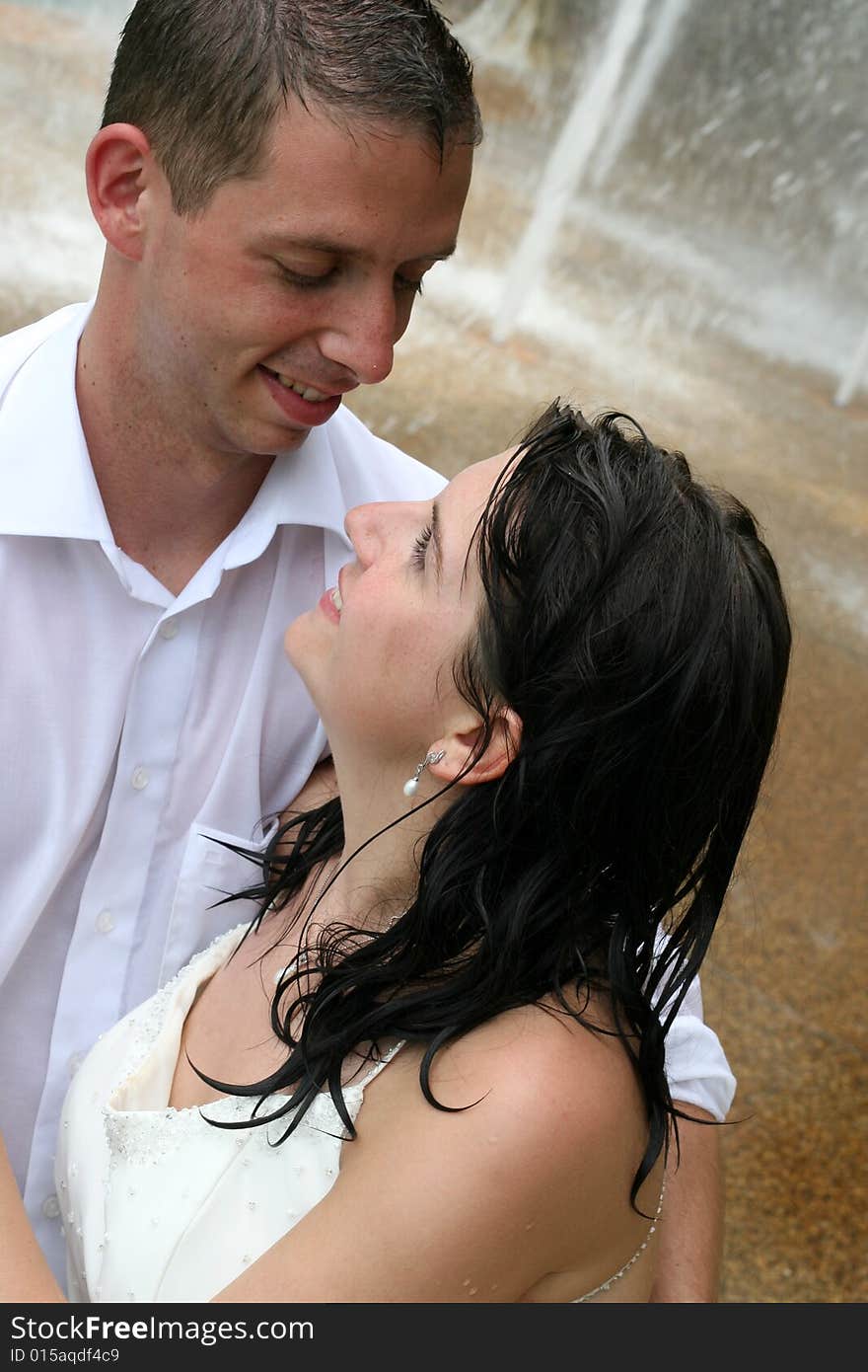 Bride and groom celebrating their wedding day. Bride and groom celebrating their wedding day.