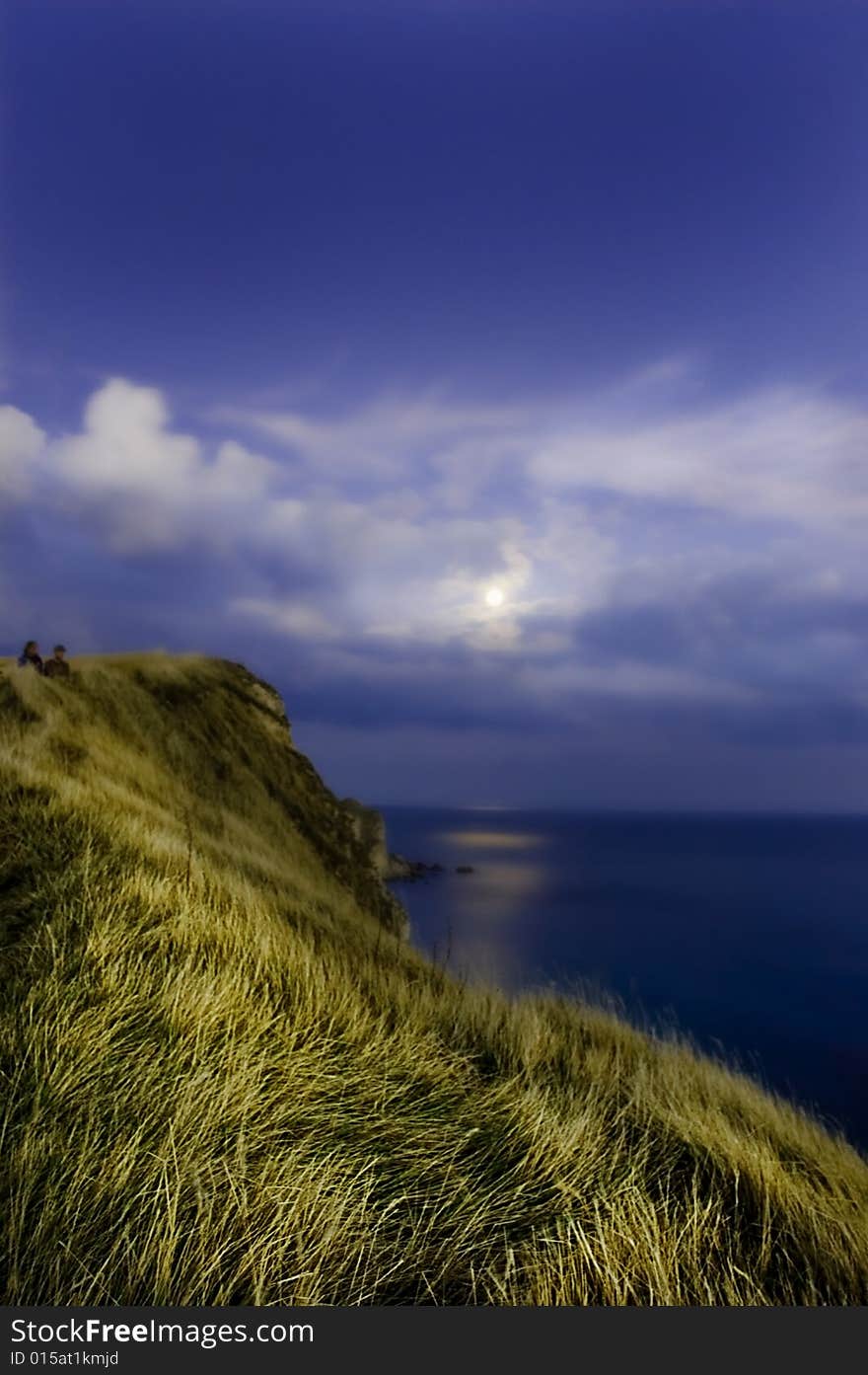 Moonlight over the ocean.