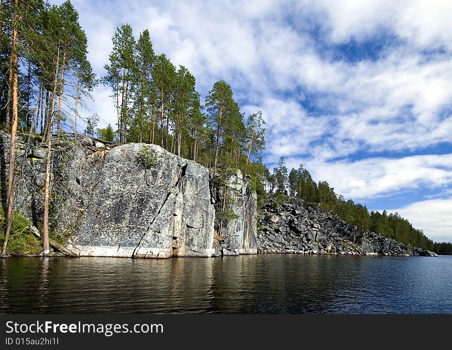 Pizanets - a nice famous lake in Karelia, surrounded by rocky banks. Pizanets - a nice famous lake in Karelia, surrounded by rocky banks