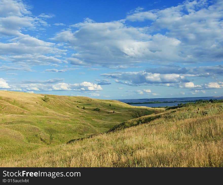 Typical russian rural landscape near river Volga