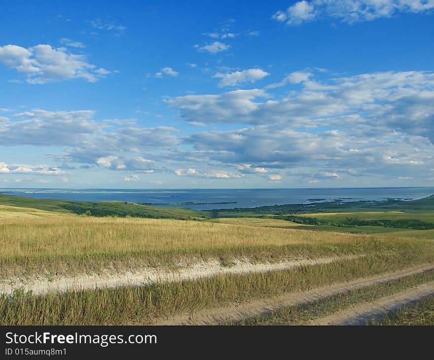 Typical russian rural landscape near river Volga