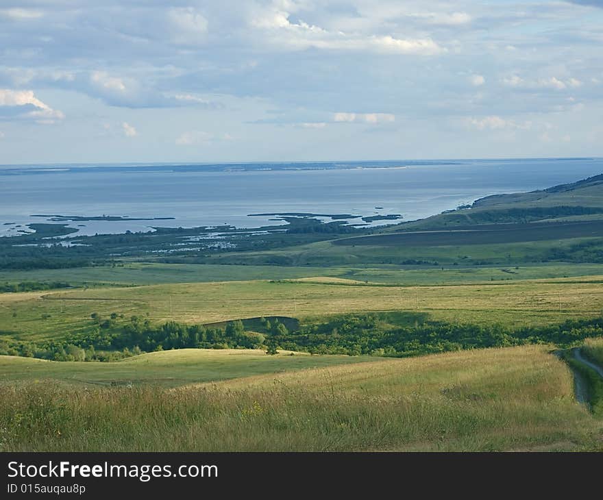 Typical russian rural landscape near river Volga