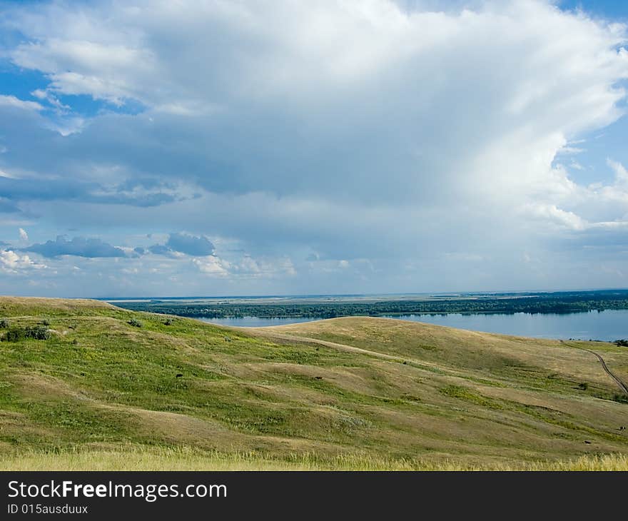 Typical russian rural landscape near river Volga