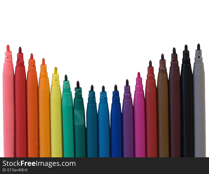 Colored marker pen isolated on white background