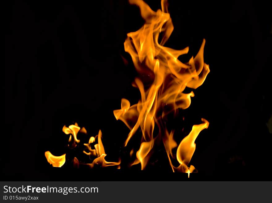 Fire flames in black background