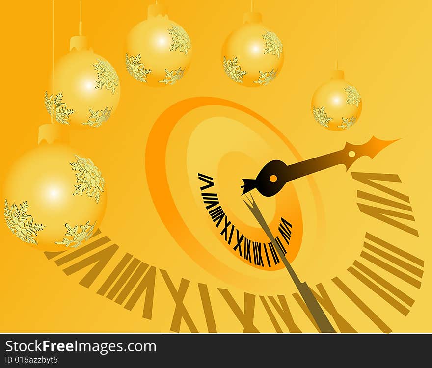 New Year decorations on theyellow background. New Year decorations on theyellow background