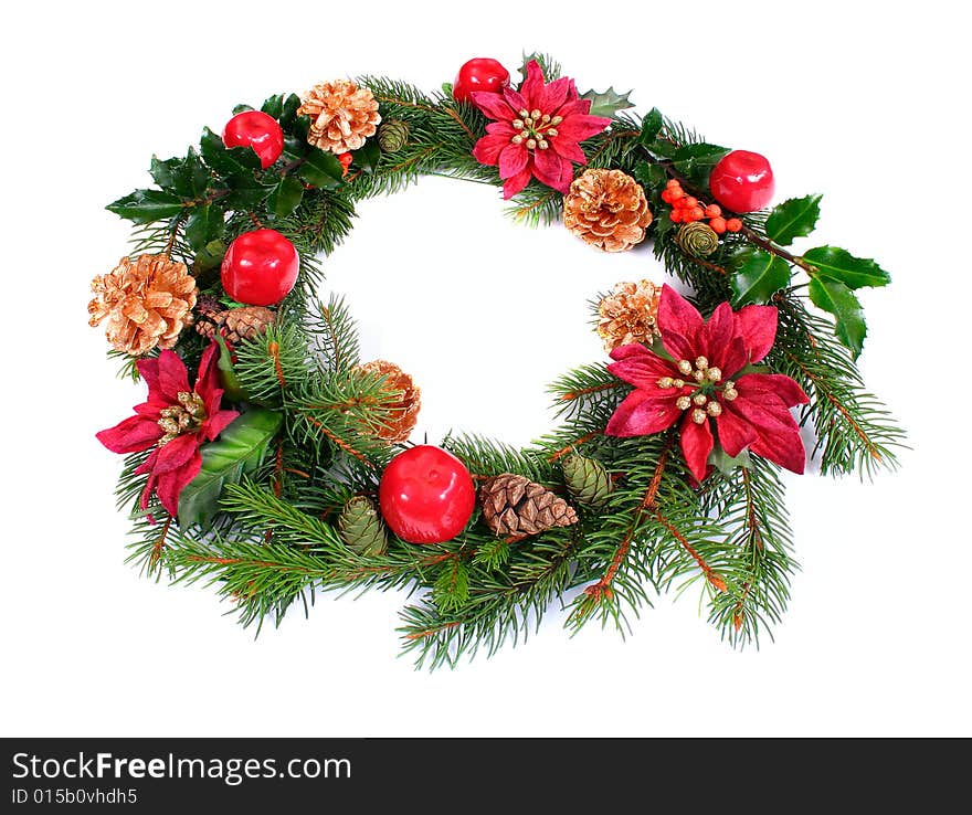 Christmas Wreath on white background