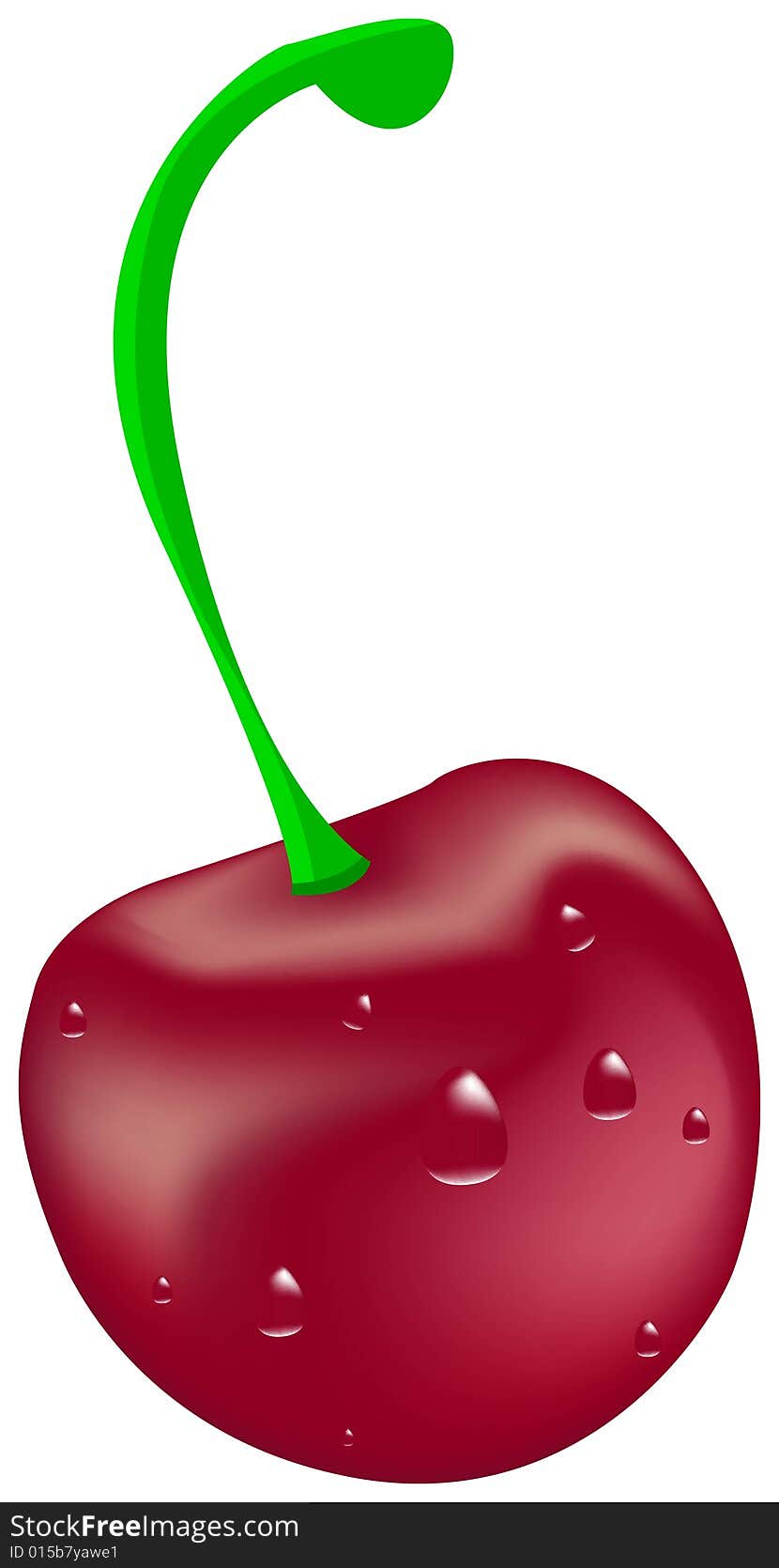 Cherry with water drops, vector illustration