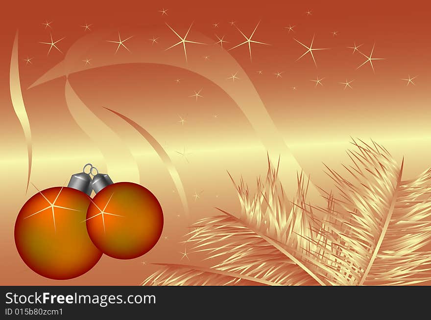 Christmas decoration with stars and christmas balls, vector illustration