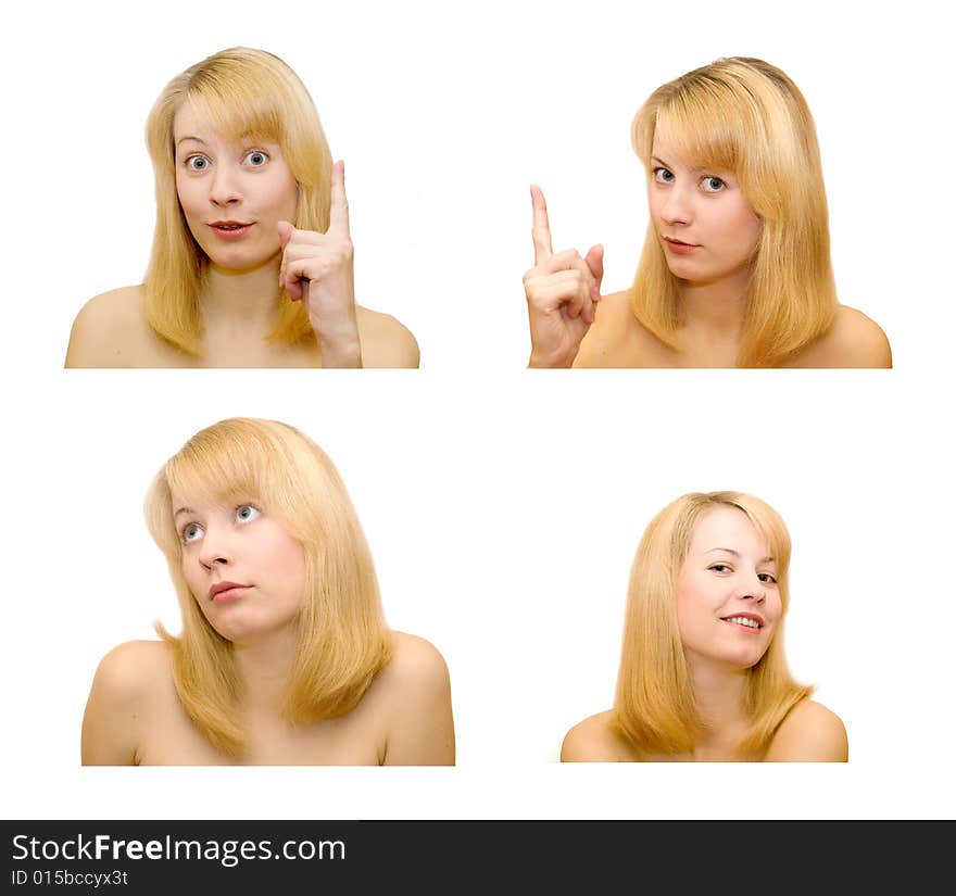 Four pictures of one girl emotions. Four pictures of one girl emotions