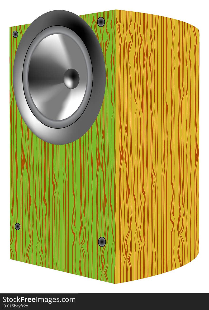 Wood speaker on white background, vector illustration