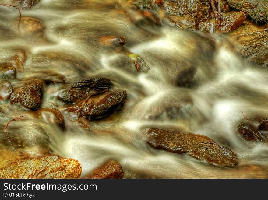 Beautiful stream water cascades in HDR