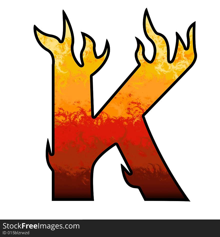 Flames Alphabet Letter K