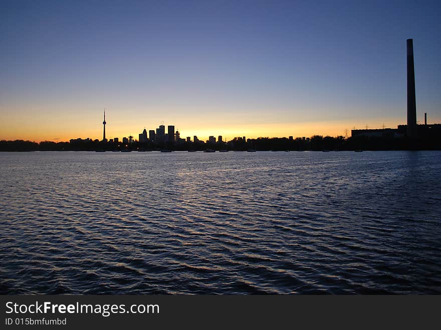 Sunset on the Toronto waterfront. Sunset on the Toronto waterfront