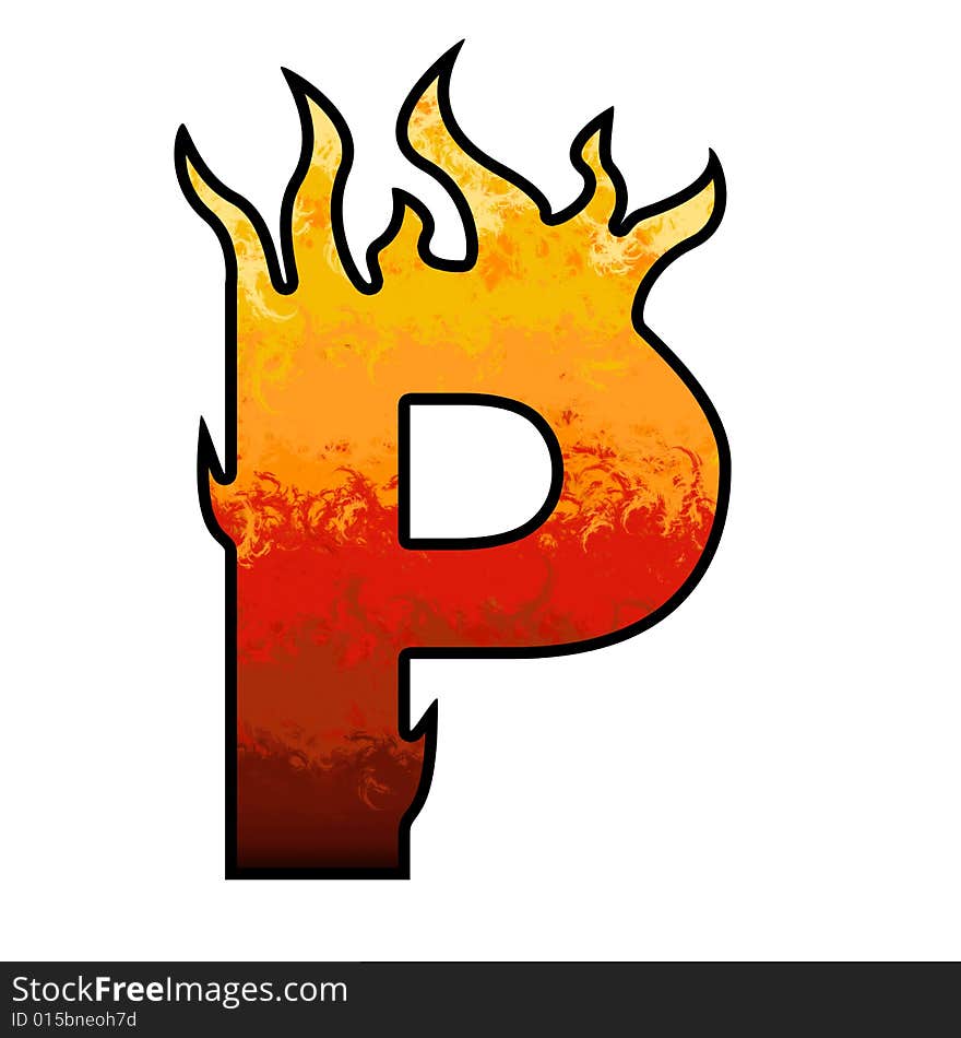 Flames Alphabet Letter P