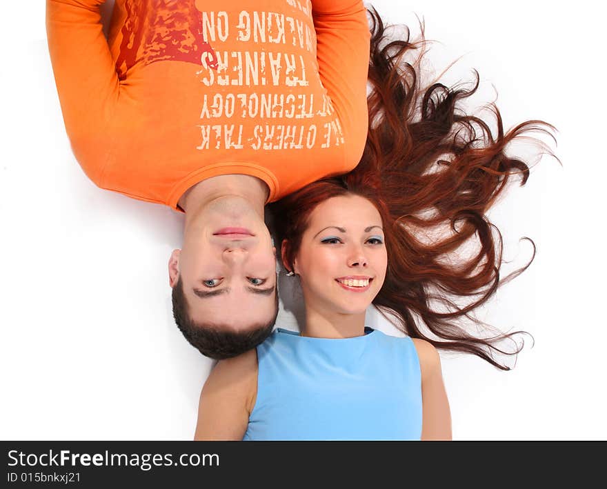 Happy beautiful couple isolated on white background. Happy beautiful couple isolated on white background