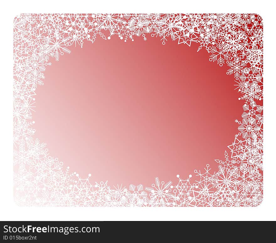 Red abstract frame with snowflakes. Red abstract frame with snowflakes