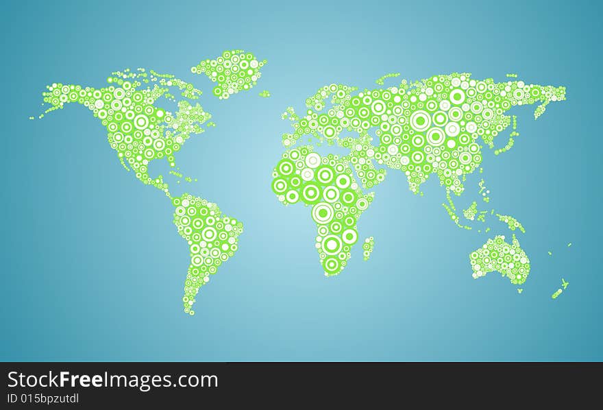 Abstract world map made of circles