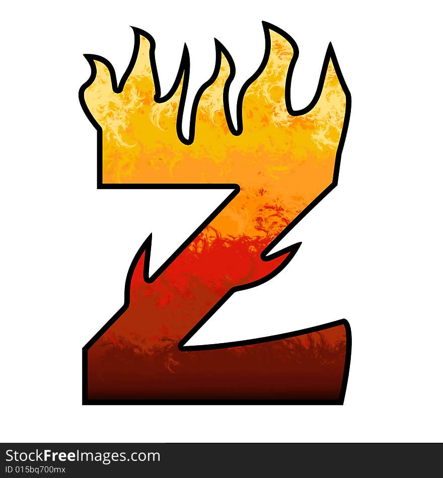 Flames Alphabet Letter - Z