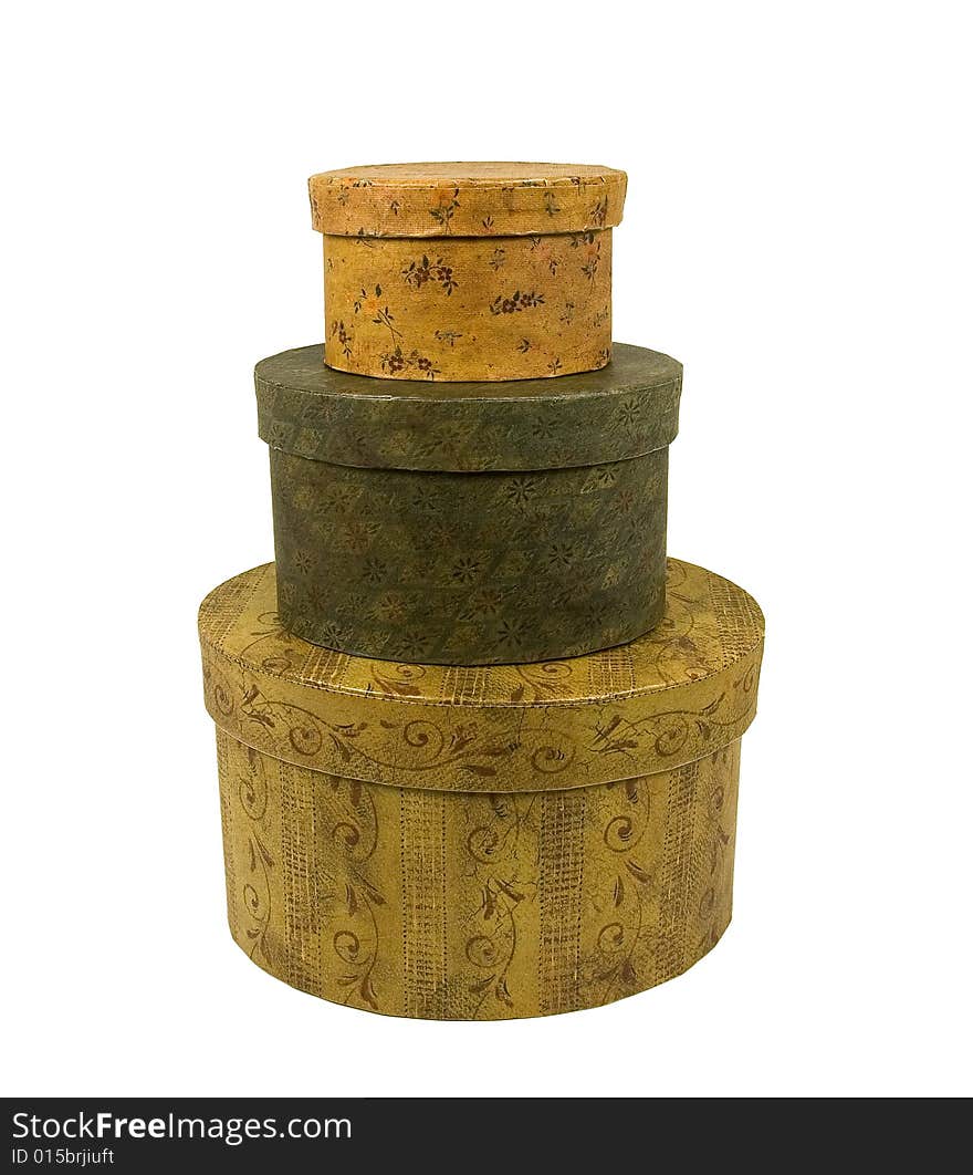 Stack of decorative round boxes