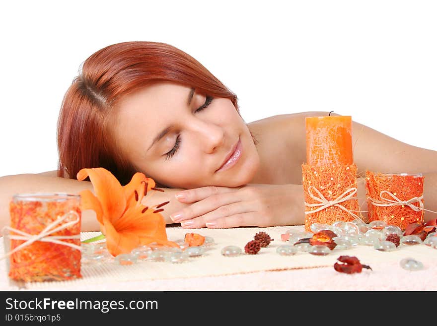 Beautiful girl relaxing in spa salon. Beautiful girl relaxing in spa salon