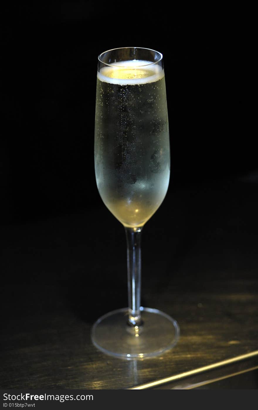 Sparkling white wine in flute glass for celebration