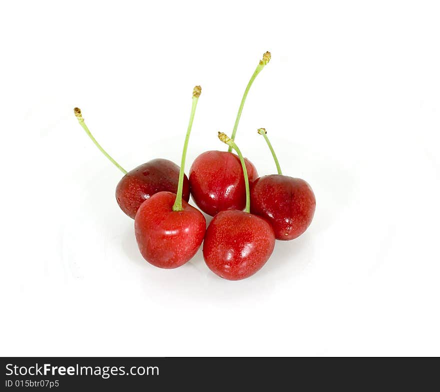 Beautiful, ripe red cherries fresh off the tree