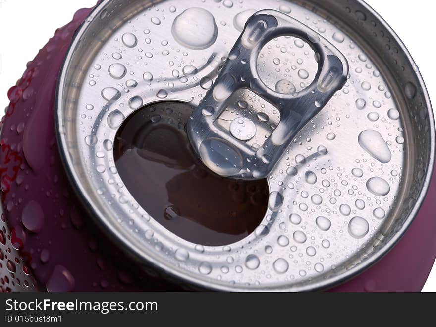 Canned drink with condensation on pure white background. Canned drink with condensation on pure white background.