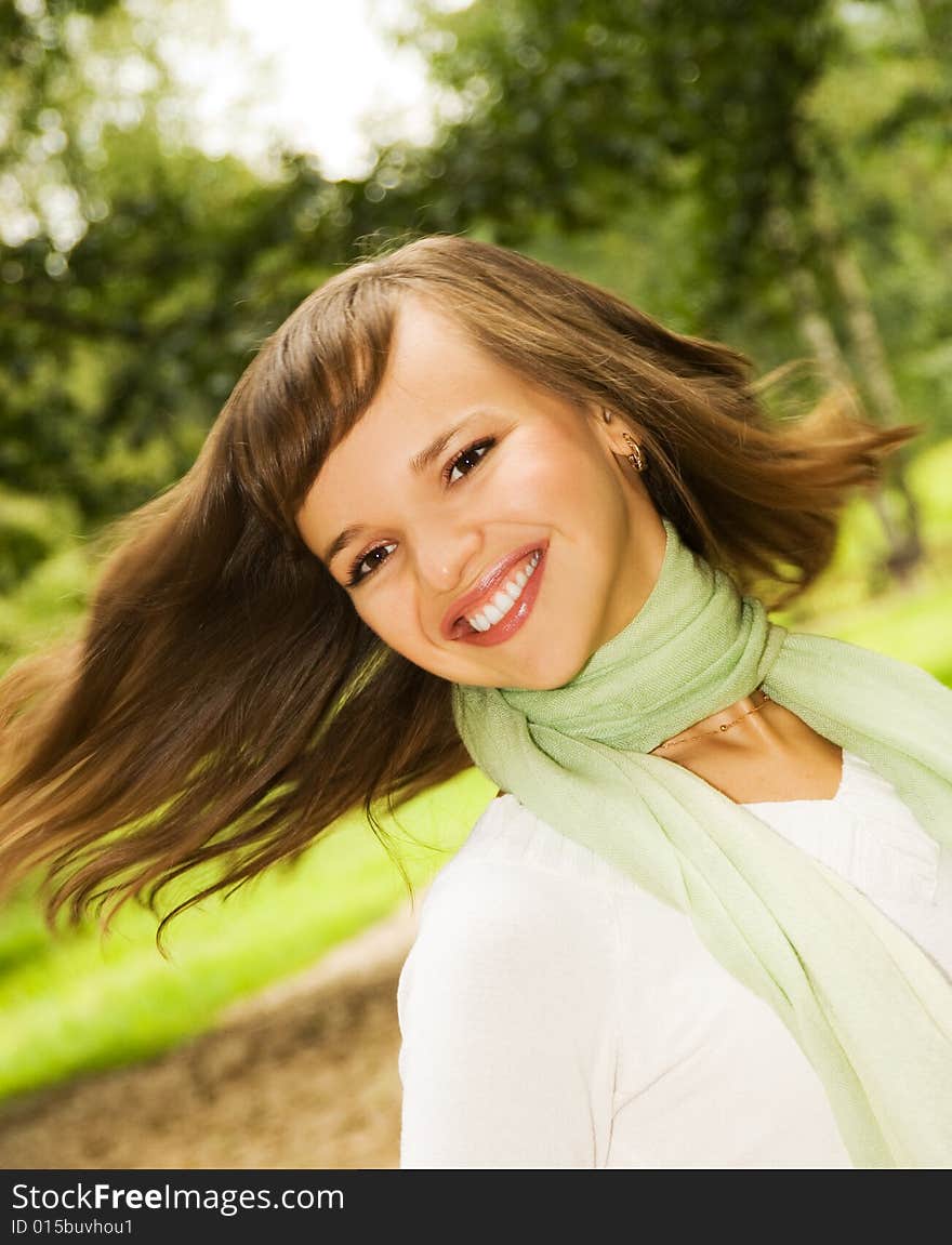 Beautiful romantic brunette close-up portrait