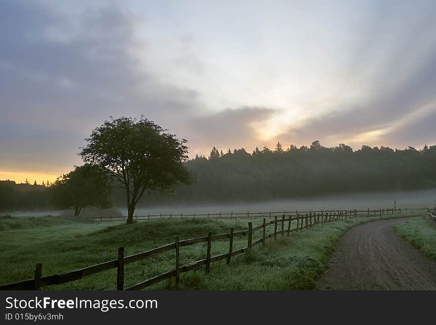 Dirtroad in sunrise