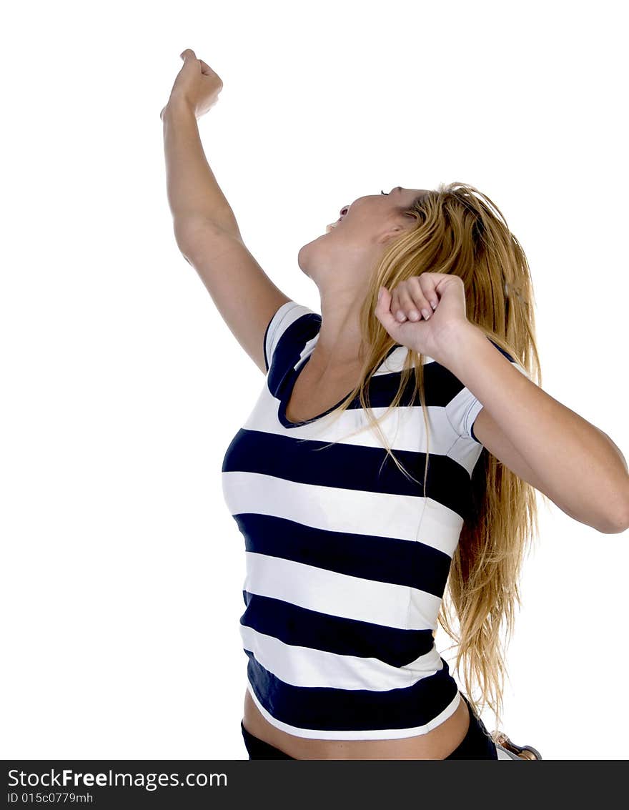 Woman posing looking backwards