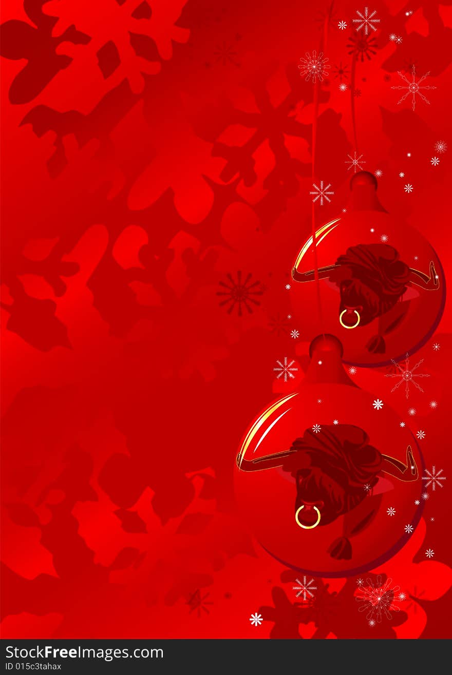 Abstract New Year's background with balls with the bull, a symbol of coming year