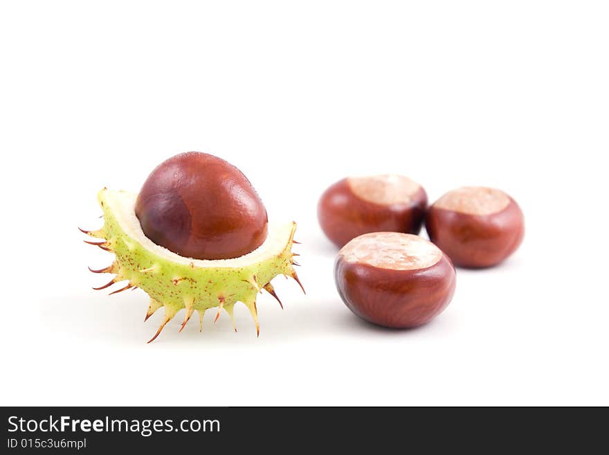 Chestnuts isolated on a white background