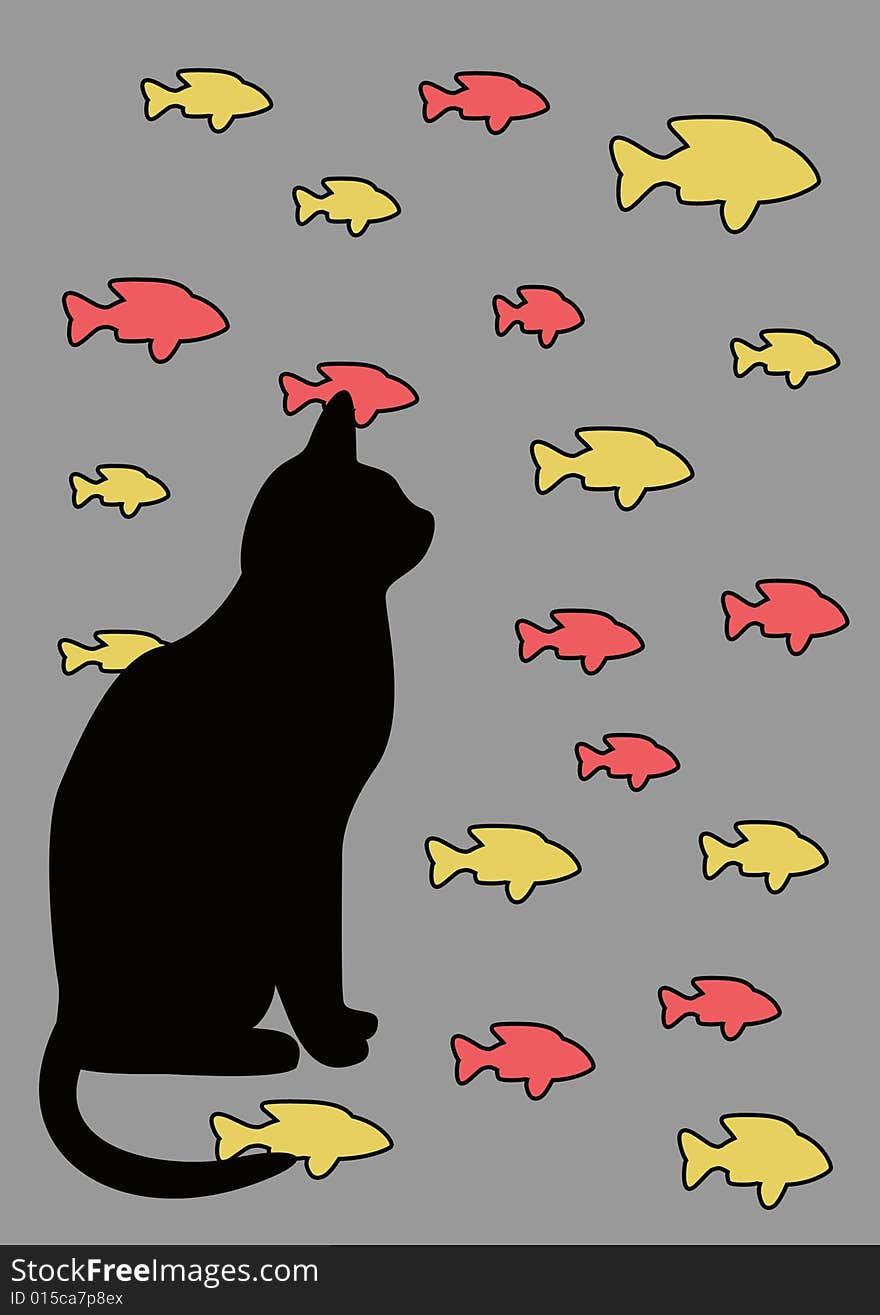 Cat with the fish