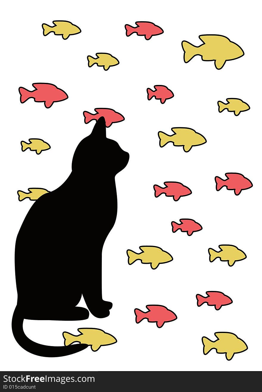 Cat with the fish