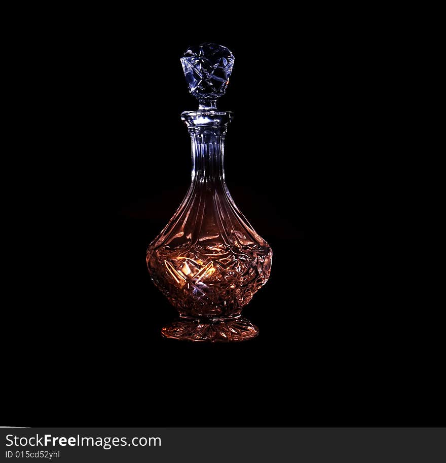 Glass in the black background with flash. Glass in the black background with flash