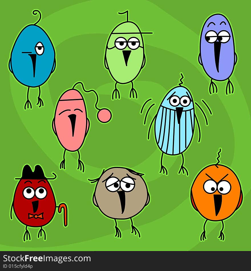 Group of Vector Cartoon Birds