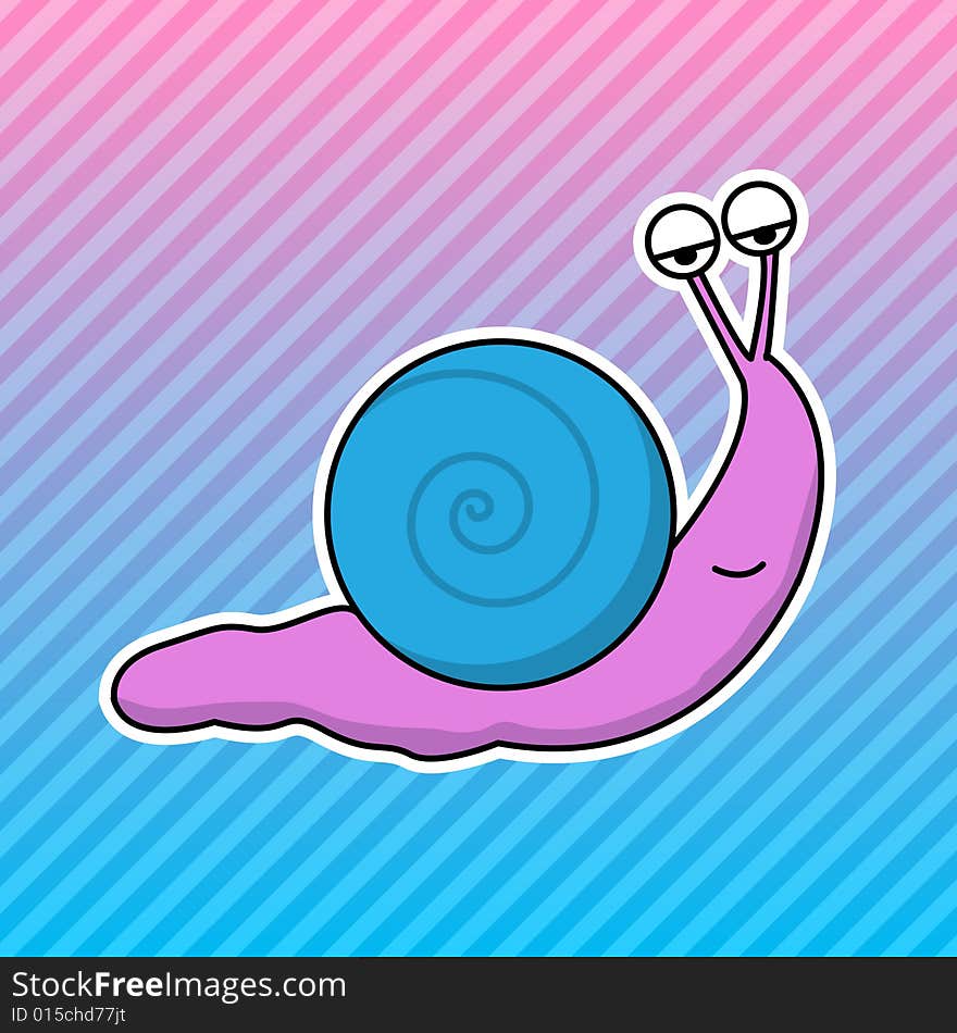 Vector Snail with Retro Background Pattern