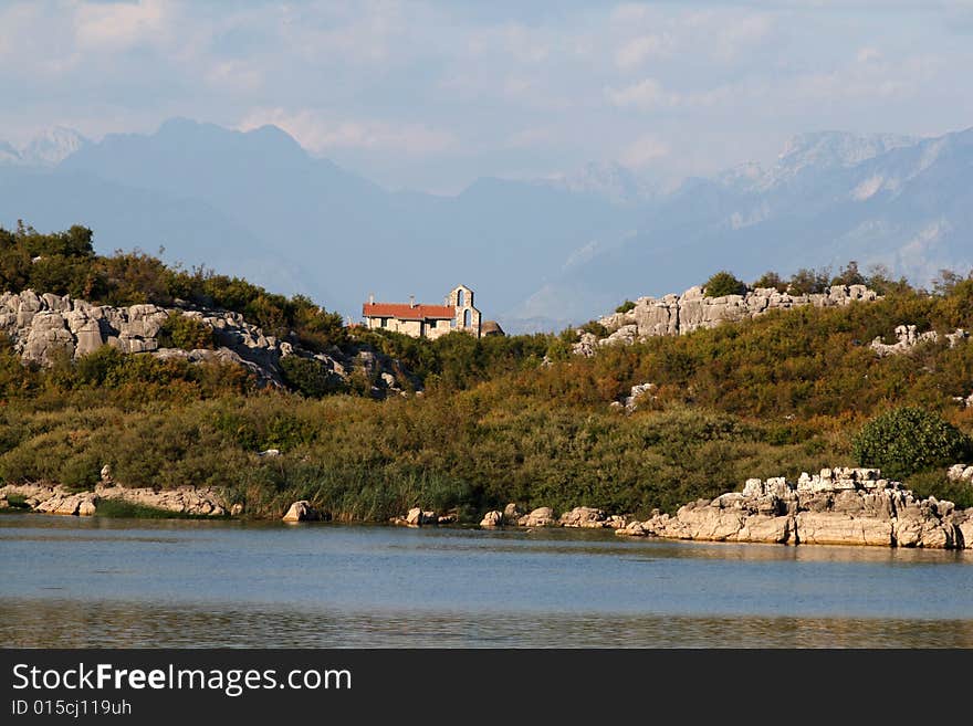 Orthodox church on  island, Skadar lake (Montenegro)