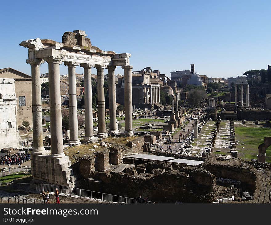 Ruins of an ancient Roman forum, Roma, Italy