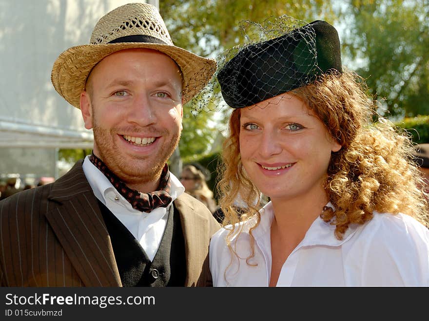 Couple in fifties retro fashions