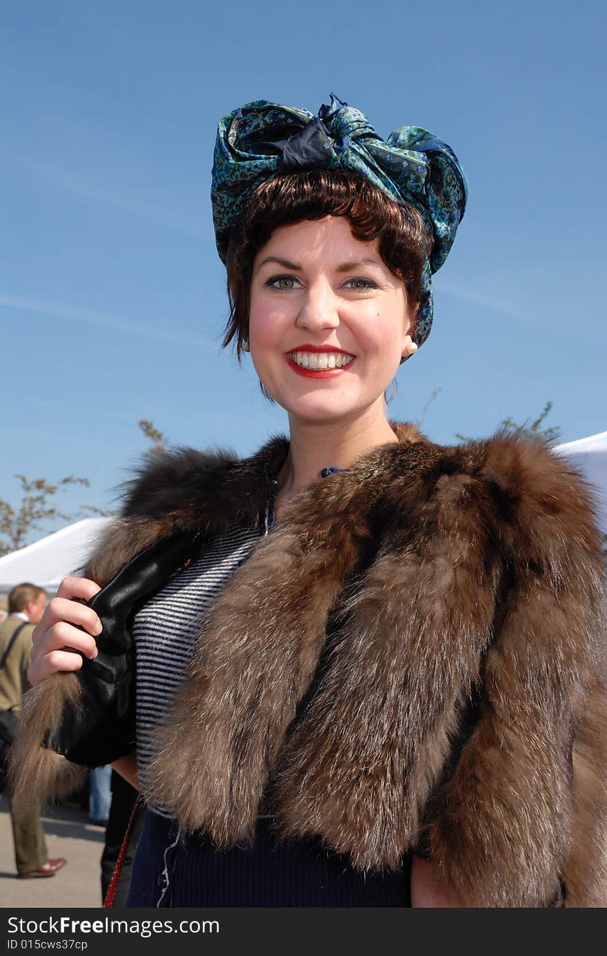 Fifties vintage costume at Goodwood Revival event, UK. Fifties vintage costume at Goodwood Revival event, UK