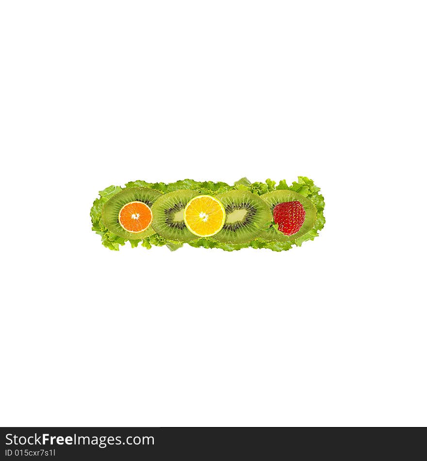 Numeral from fruit isolated on a white background - minus. Numeral from fruit isolated on a white background - minus