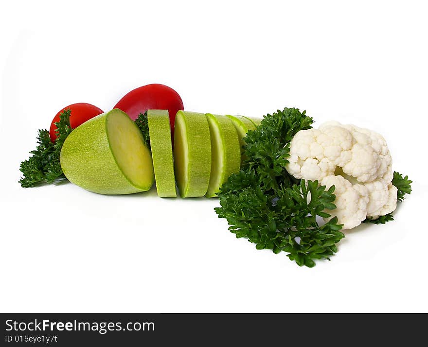 Fresh raw vegetables  isolated on white  background