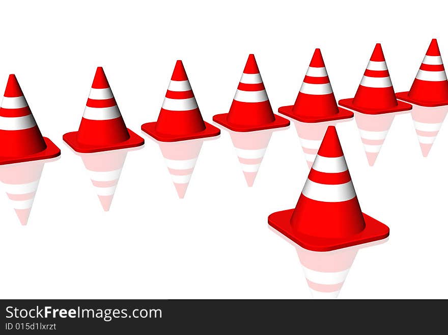 3d traffic cone isolated in white background