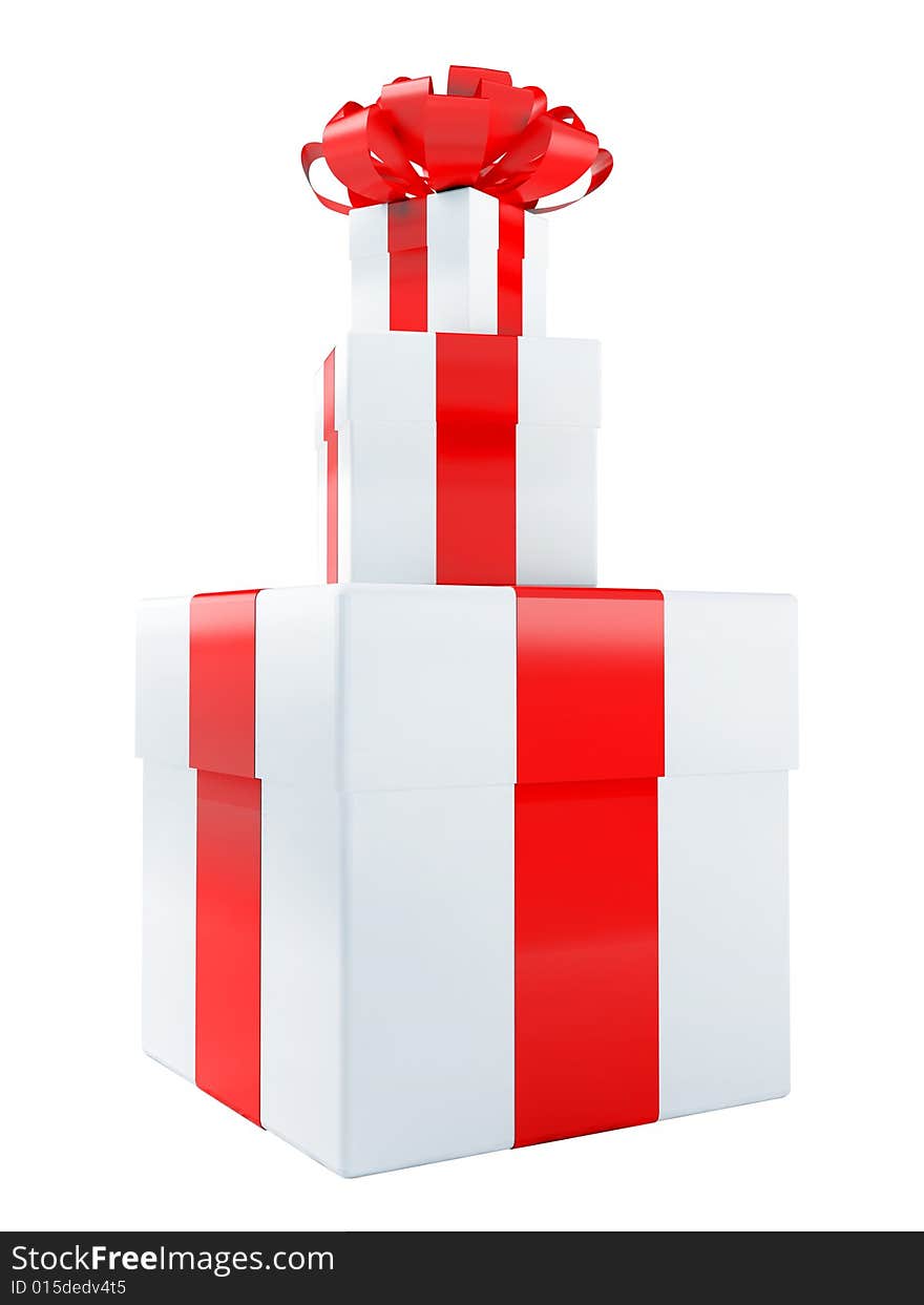 Christmas or birthday present isolated with red bow. Image include clipping path. Christmas or birthday present isolated with red bow. Image include clipping path