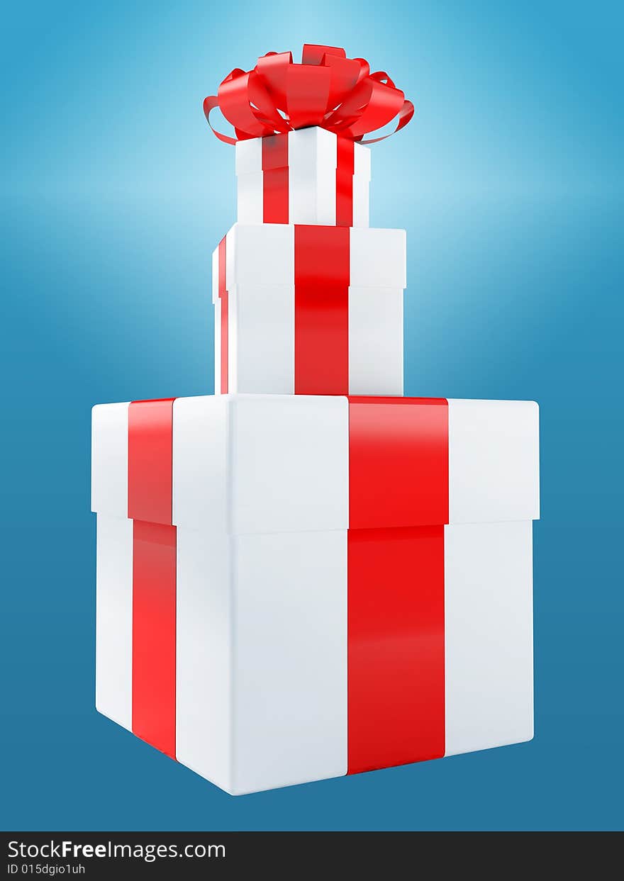 Christmas or birthday present isolated with red bow. Image include  clipping path. Christmas or birthday present isolated with red bow. Image include  clipping path