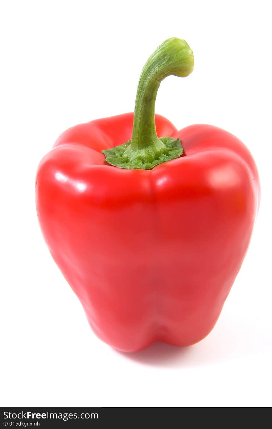 Red bell pepper on white background